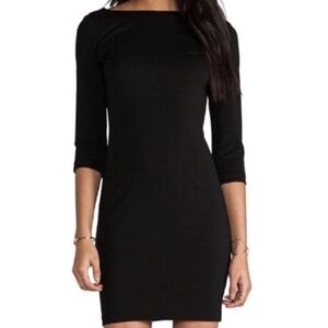 Amanda Uprichard Classic 3/4 Sleeve V-Back Black Mini Dress Sz M